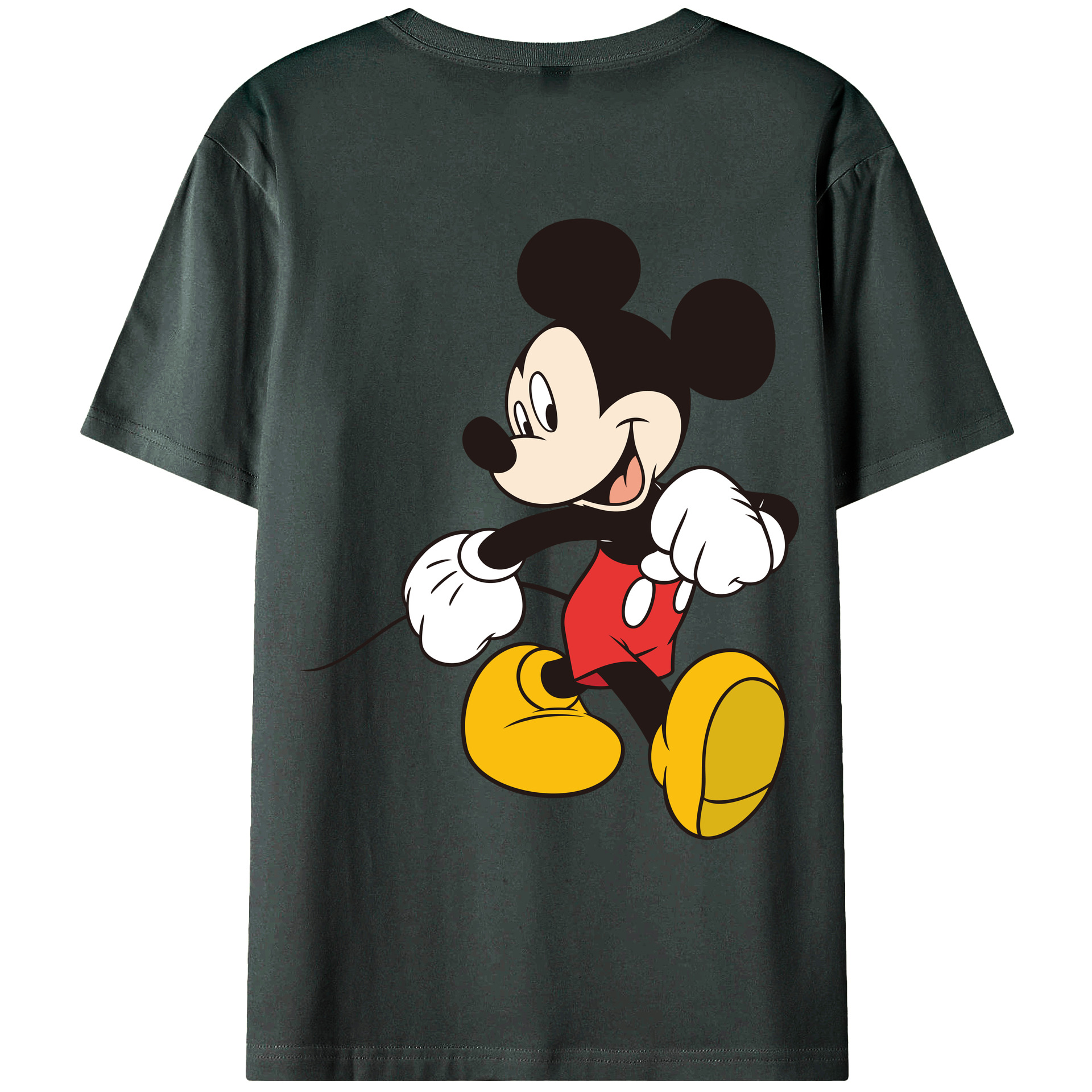 ミッキーマウス Mickey Mouse 綿100％ メンズ半袖Tシャツ（バックプリント） 通気性